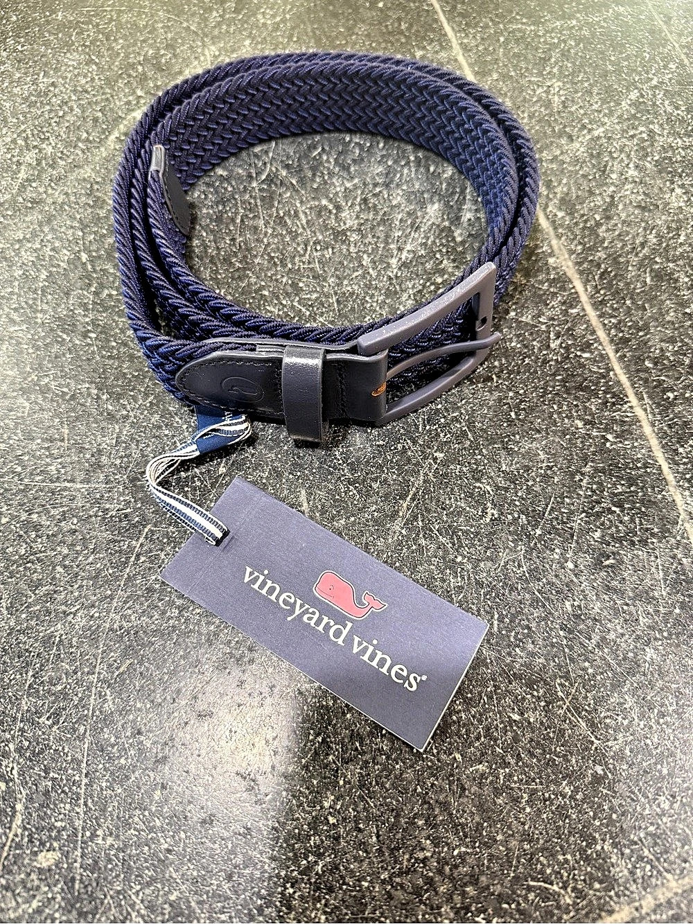 vineyard vines Men's On-The-Go Flecked Bungee Belt - Blue